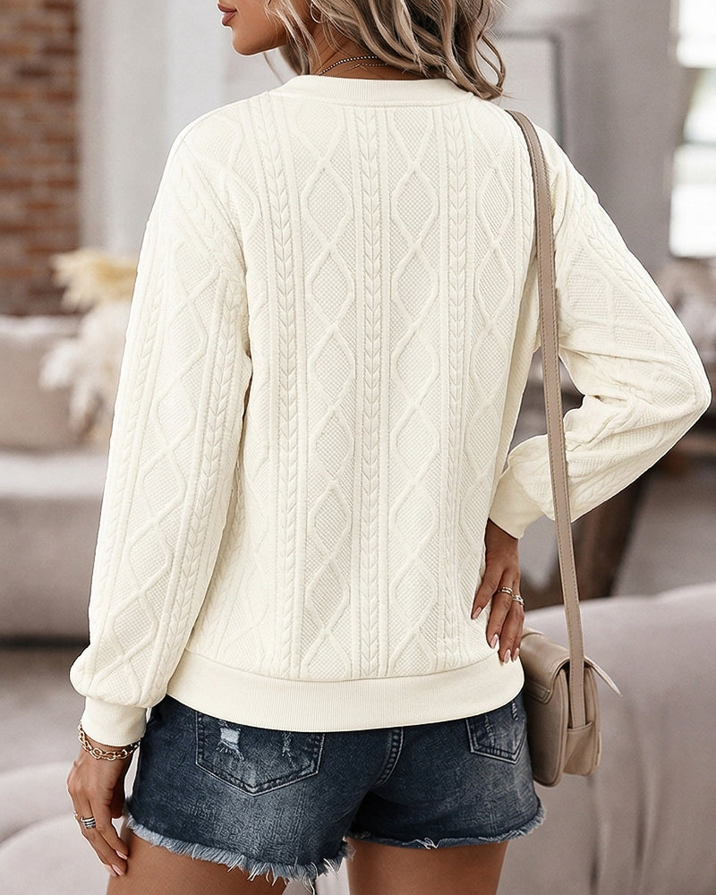 Women's Half-Zip Argyle Pattern Long Sleeve Sweatshirt Casual Top
