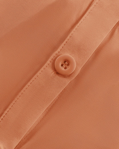 2 Pieces Outfit Turn-down Collar Cap Sleeve Button Front Tied Detail Top and Casual Zipper Fly Elastic Back Waist Wide-Leg Pants Set