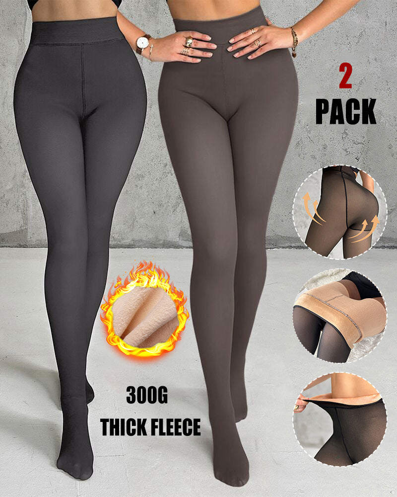 ChicMe ShapeLift 2-Piece Magic Thick Fleece Lined Leggings High Waist Thermal Pantyhose Warm Leggings 3 Shades（Size Regular/Large/Extra Large）