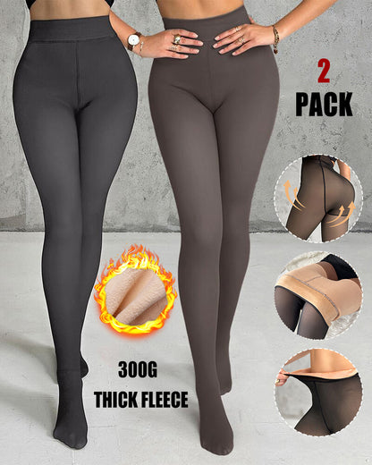ChicMe ShapeLift 2-Piece Magic Thick Fleece Lined Leggings High Waist Thermal Pantyhose Warm Leggings 3 Shades（Size Regular/Large/Extra Large）