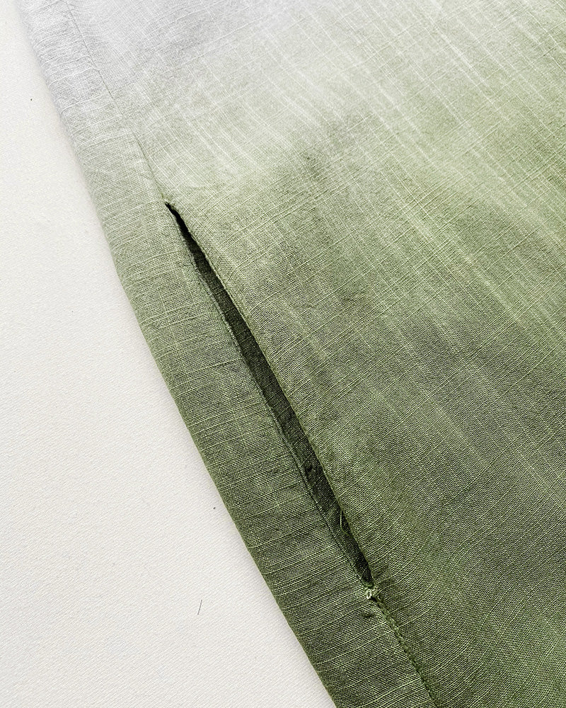 2 Pieces Outfit Ombre Print Long Sleeve Blouse And Casual High Waist Wide Leg Pants Set (Without Belt)