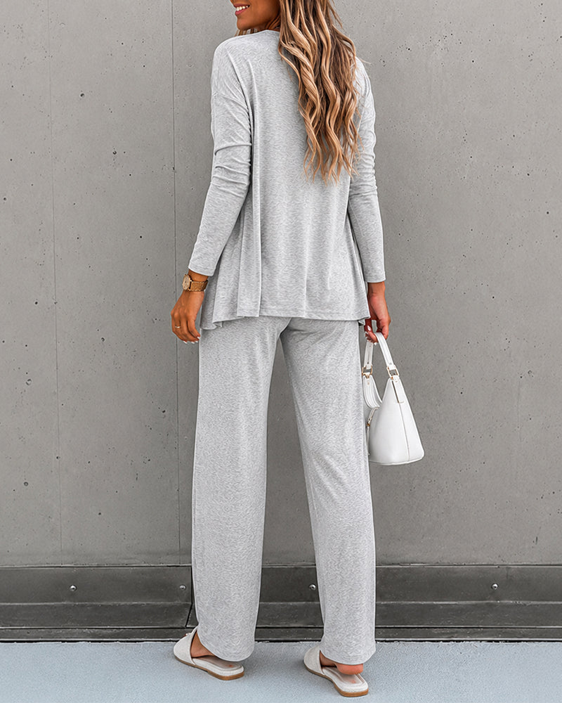 Women's 3 Piece Outfits Lace Cami Top and Long Sleeve Cardigan and Straight Leg Pants Set Casual Lounge Sleepwear Suits