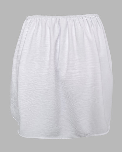 3 Pieces Outfit Solid Off Shoulder Split Sleeve Convertible Crop Top and Casual Elastic Waist Skorts Set With Bandeau(Without Belt)