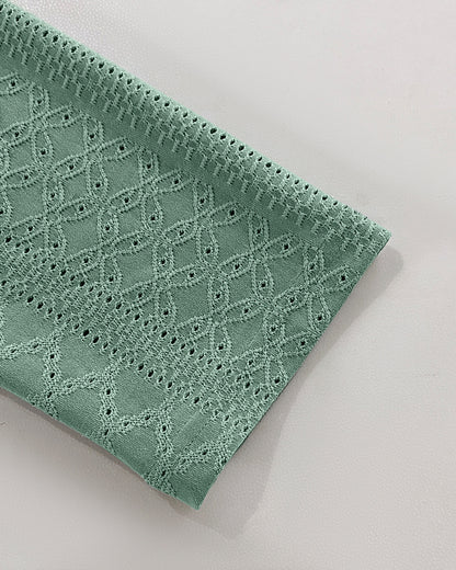 Contrast Scallop Lace Trim Open Front Coat Casual Hollow-out Breathable Crop Jacquard Textured Cardigan