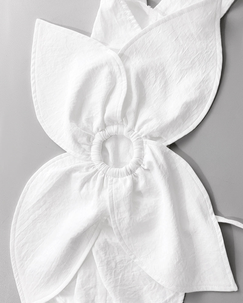 2 Pieces Outfit 3D Flower Decor Asymmetrical Neck Spaghetti Strap Top and Casual Floral Print Wide Leg Pants Set