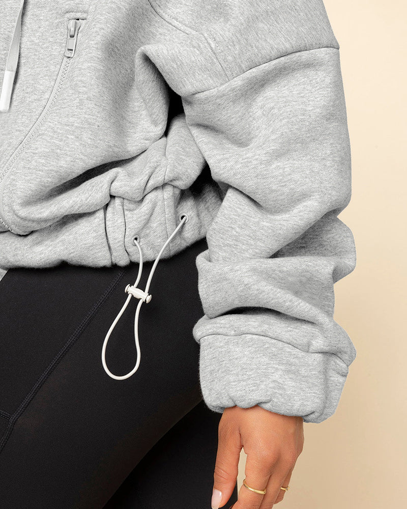 Women's Half-Zip Cropped Pullover Hoodie Drop Shoulder Drawstring Sweatshirt