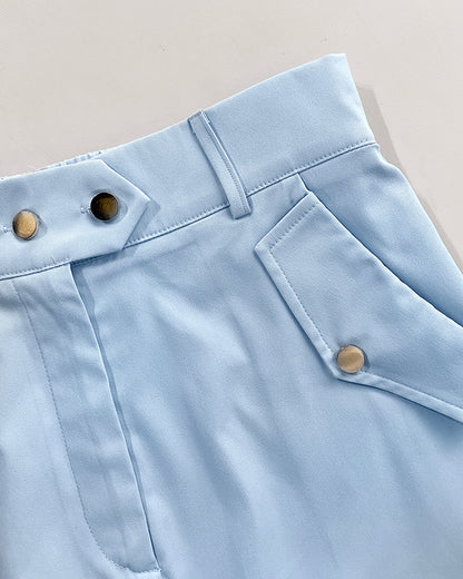 2 Pieces Outfits Sleeveless High Neck Cargo Pockets Design Top And Casual Cuffed Long Pants Set