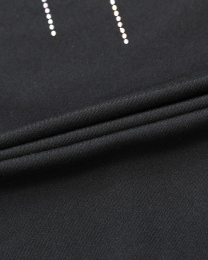 Mock Neck Long Sleeve Rhinestone Decor Top