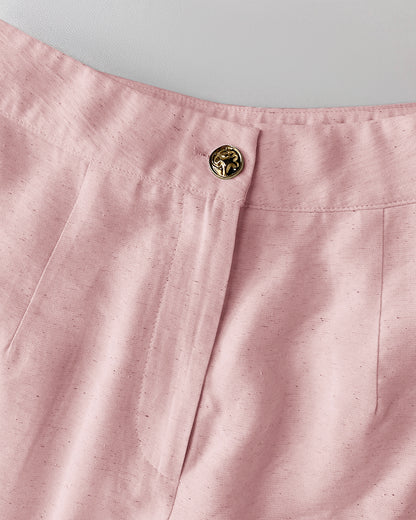 2 Pieces Outfits V Neck Sleeveless Button Front Vest Crop Top And Casual Zipper Fly Elastic Back Waist Wide Leg Pants Set