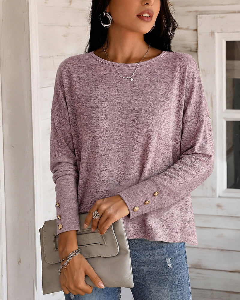 Women's Criss Cross Hollow-out Loose Top Drop Shoulder Long Sleeve Pullover