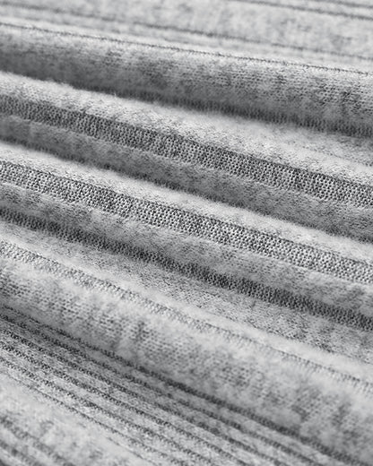 Crewneck Long Sleeve Ribbed Top Half Zipper Design Casual Pullover Tops