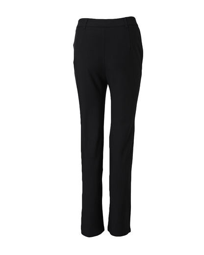 Zipper Fly High Waist Straight Leg Work Trousers Casual Elastic Back Waist Seam Front Business Pants