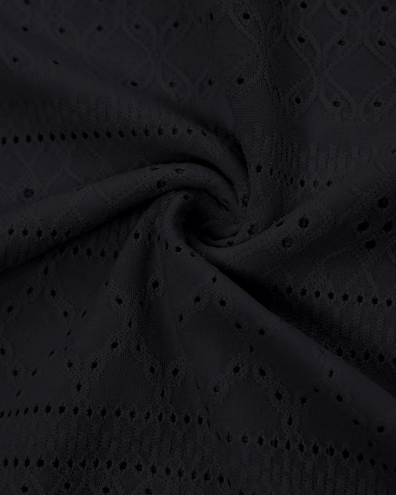 Sleeveless Ruched Cinched Waist Draped Bandeau Dress Eyelet Embroidery Slit Asymmetrical Hem Vacation Dress