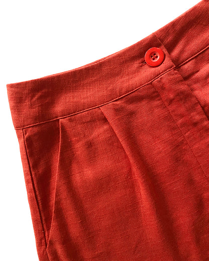 2 Pieces Outfit Plain Wrap V Neck Criss Cross Tied Detail Linen Top and Casual Pockets Patch Shorts Set