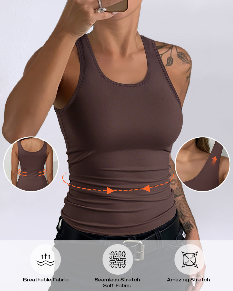 Women U-Neck Tummy Control Compression Tank Top Seamless Camisole Body Shaper Tanks for Women