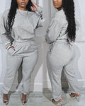Women's 2 Piece Tracksuit Set Rhinestone Cropped Top and High Waisted Jogger Pants Casual Lounge Set with Pockets