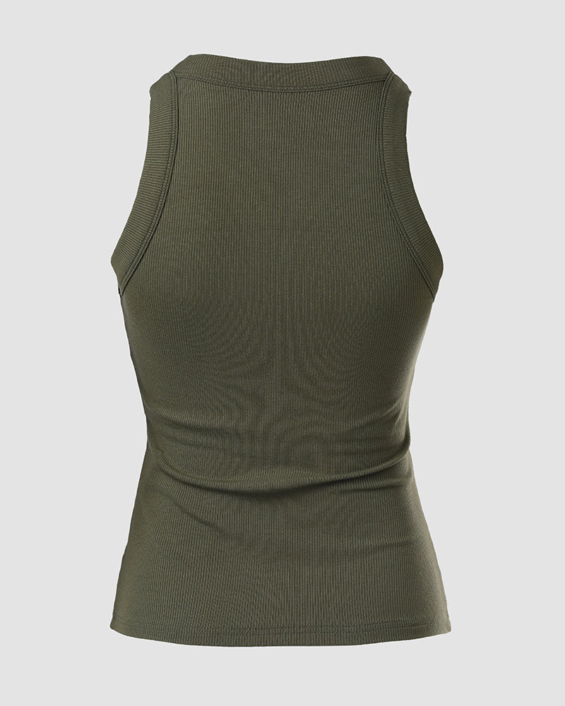 ChicMe Built-in Bra Ribbed Round Neck Tank Top