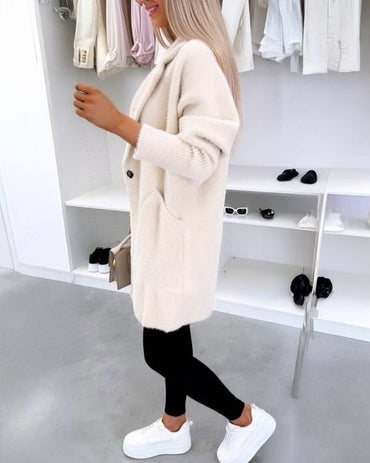 Turn-down Collar Long Sleeve Casual Button Coat with Pockets