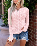 Women's Floral Lace Sheer Long Sleeve Top with Thumb Holes