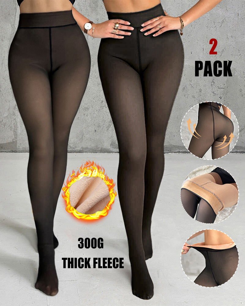 ChicMe ShapeLift 2 Piece Magic Thick Fleece Lined Leggings High Waist Thermal Pantyhose Warm Leggings 3 Shades(Size Regular Large Extra Large)