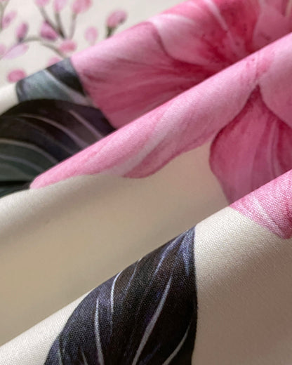 2 Pieces Outfit Notched Collar Double Breasted Crop Blazer and Elastic Back Waist Side Zipper Asymmetrical Hem Skort Set Casual Floral Print Commuting Set