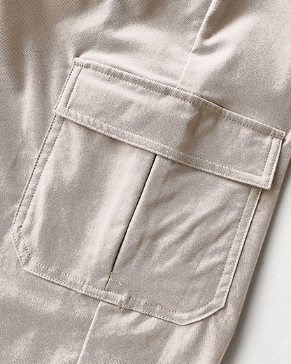 Turn-down Collar Short Sleeve Zipper Front Cuffed Short Jumpsuit Casual Pocket Design Cargo Romper with Belt