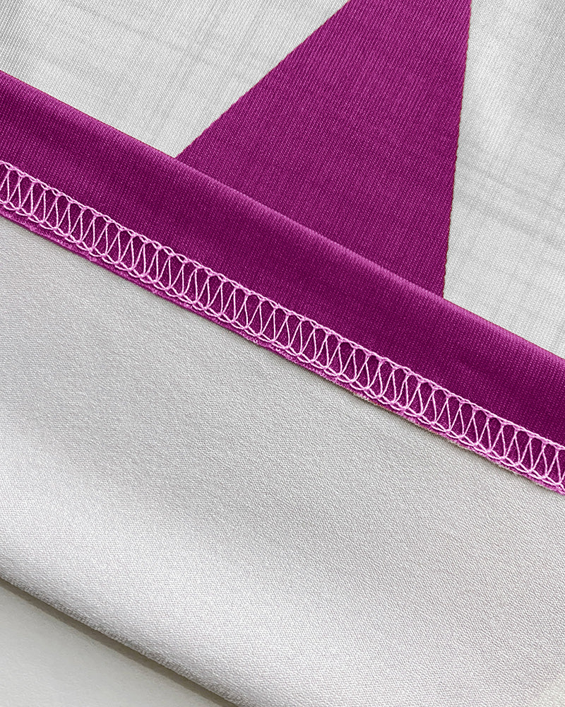 Geometric Print Square Neck Thick Strap Vacation Dress Casual Slim Fit Slit Maxi Dress