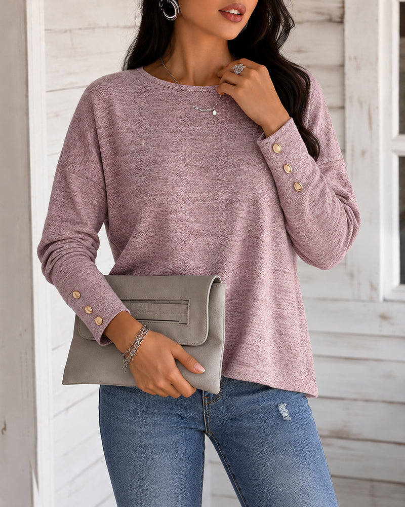 Women's Criss Cross Hollow-out Loose Top Drop Shoulder Long Sleeve Pullover