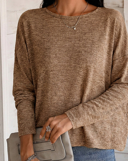 Women's Long Sleeve Knit Top Backless Twist Lace Panel Casual Tee