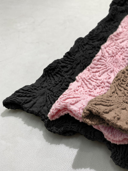 3-Pack Wide Strap Tank Tops Lettuce Trim Cami Tops with Floral Jacquard