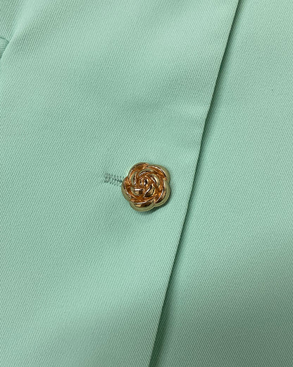 Bandeau Spaghetti Strap Golden-Button Back Shirred Top with Casual Shorts Set