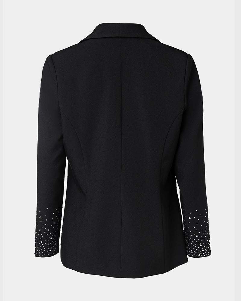 Rhinestone Decor Shawl Collar Long Sleeve Blazer Coat