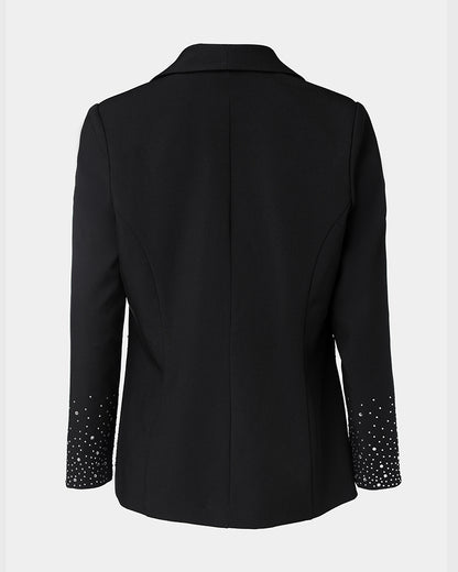 Rhinestone Decor Shawl Collar Long Sleeve Blazer Coat