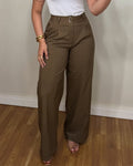 Women's High Waisted Wide Leg Dress Pants Pleated Elastic Back Tailored Trousers Elegant Suit Pants with Pockets