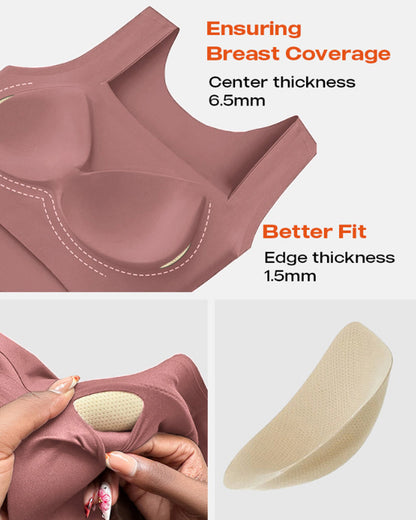 U-Neck Sleeveless Tank Seamless Skinny Layering Top with Built-In Bra