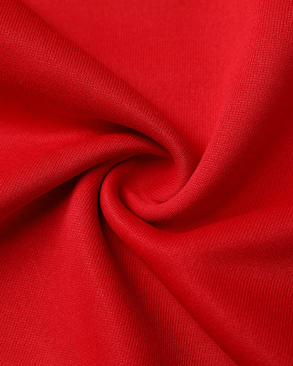 Christmas Santa Claus Pattern Sequin Patch Oversized Sweatshirt Zipper Side Slit Pullover Top