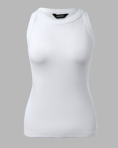 3 Pack Knit Round Neck Thick Strap Racerback Tank Tops(Without Pads)