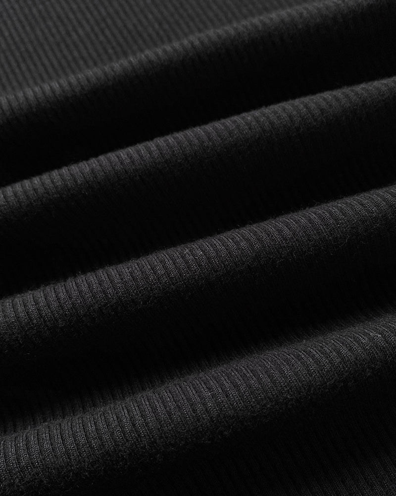 Rhinestone Decor Keyhole Neck Hollow Water Drop Ribbed Top Long Sleeve Slim Fit Layering Top