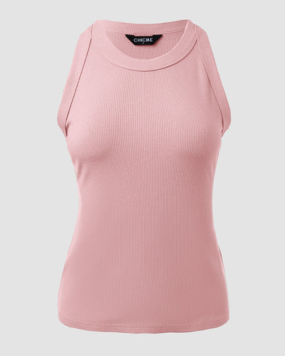 O-Neck Sleeveless Basic Slim Fit Skinny Tank Casual Top(Without Pads)