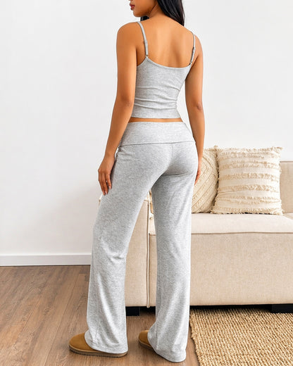 Women's 3 Piece Outfits Lace Cami Top and Long Sleeve Cardigan and Straight Leg Pants Set Casual Lounge Sleepwear Suits