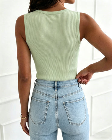 Women's Lace Trim V-Neck Ribbed Knit Camisole Sexy Backless Sleeveless Tank Top Slim Fit Casual Base Layer