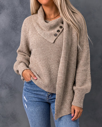 Lässiger Strickpullover für Damen im Wickelstil mit Wasserfallkragen