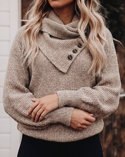 Lässiger Strickpullover für Damen im Wickelstil mit Wasserfallkragen