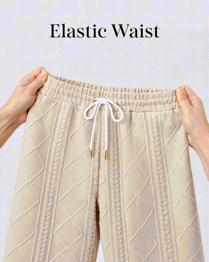 Women's 2 Piece Cable Knit Tracksuit Baseball Collar Crop Coat and High Waist Pants Set