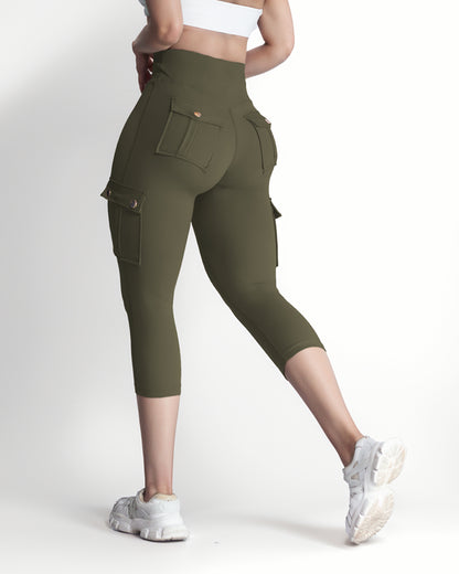 Butt Lifting Biker Capris Leggings High Waist Flap Pocket Workout Capris Gym Pants