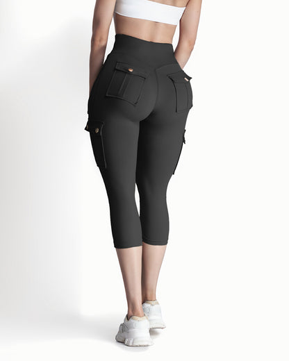 Butt Lifting Biker Capris Leggings High Waist Flap Pocket Workout Capris Gym Pants