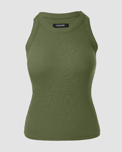 ChicMe Built-in Bra Ribbed Round Neck Tank Top
