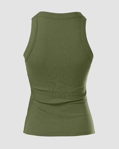 ChicMe Built-in Bra Ribbed Round Neck Tank Top