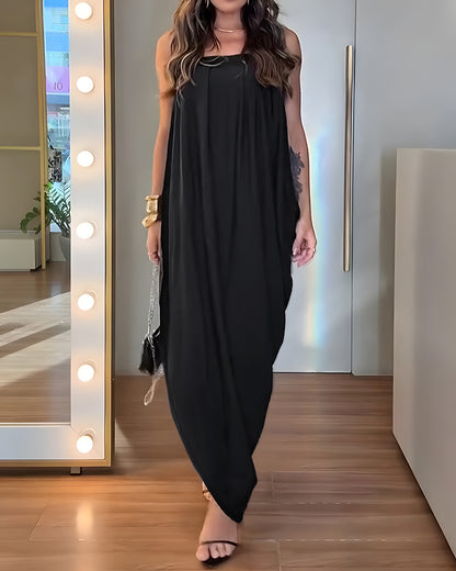 Women's Faux Two-Piece Dress Strapless Tube Dress Ruched Asymmetric Hem Dress with Detachable Clear Straps