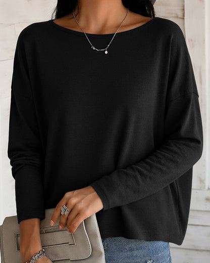 Women's Long Sleeve Knit Top Backless Twist Lace Panel Casual Tee